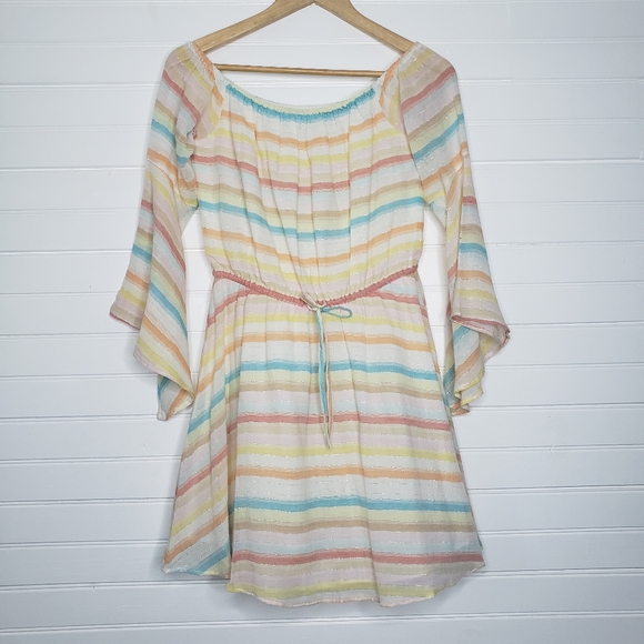 Lovers + Friends Metallic Multicolor Striped Stay Dress in Spring Rainbow - Picture 10 of 11